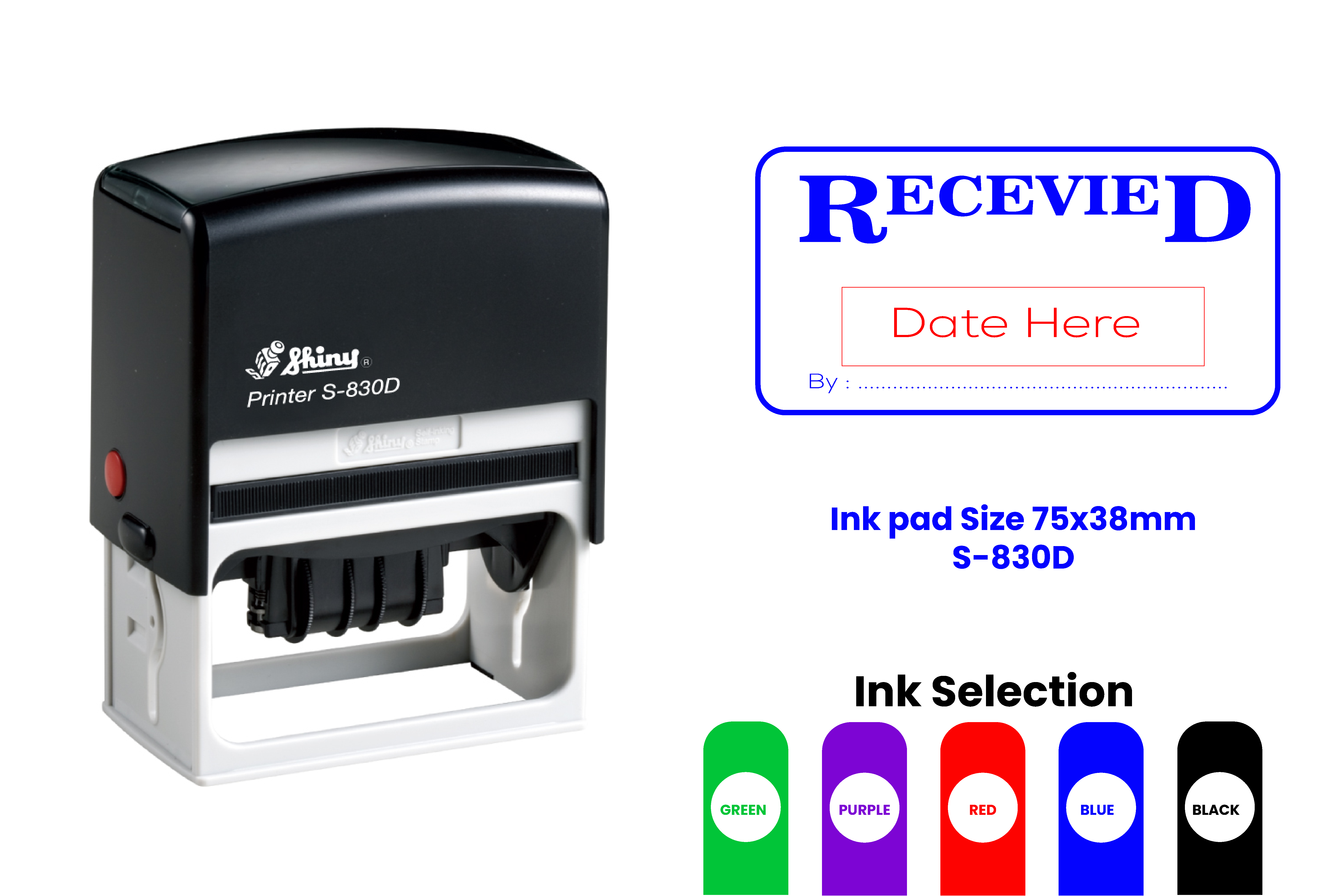 S-830D Self-Inking Date Rubber Stamp